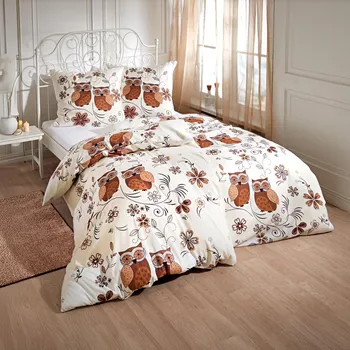 Povlečení VK Sovy 496368 200 x 135, 80 x 80 cm nitěné knoflíky