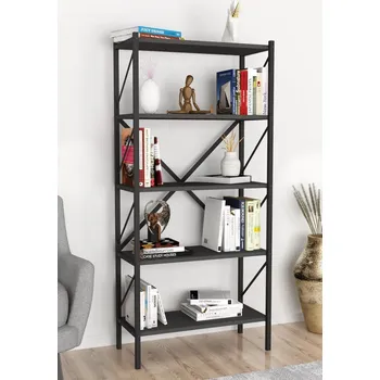 regál VerDesign TRIER 5 regál - knihovna, antracit/černá