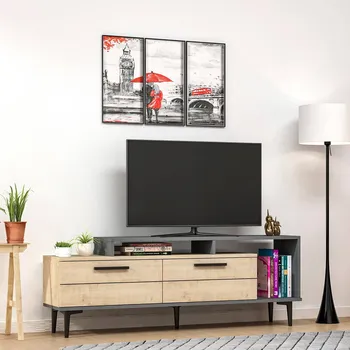 Televizní stolek VerDesign ORIN TV stolek na nožičkách, dub / antracit