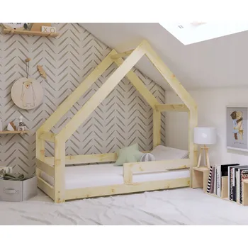 Dětská postel DĚTSKÁ POSTEL DOMEČEK 180x90 PRO DĚTI + ROŠT + ZÁBRANA W2