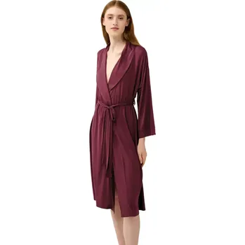 Dámský župan Dámský mikromodalový župan s dlouhým rukávem Vamp 23124 red windsor velikost XXL