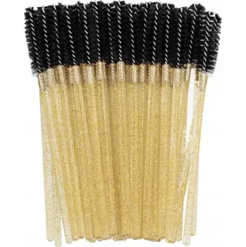 Přípravek na oči Kartáčky na řasy a obočí spirálové na jedno použití s třpytkami černo-zlaté 50 Ks.