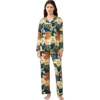 Dámská móda Dámské pyžamo s propínacím kabátkem Vamp 21074 blue petrol velikost L