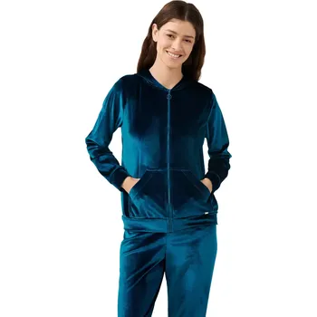 Dámské kalhoty Vamp modrá sametová tepláková souprava na zip 21072 velikost M
