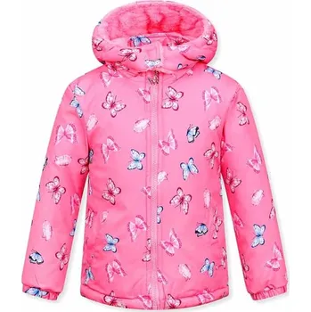 Dívčí bunda ZIMNÍ BUNDA S MOTÝLKY KB2339 RŮŽOVÁ Velikost: 92/98, Barva: Růžová