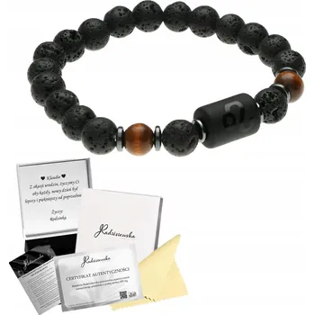 Náramek Pánský Náramek z přírodních kamenů Znamení zvěrokruhu Dřevo Láva