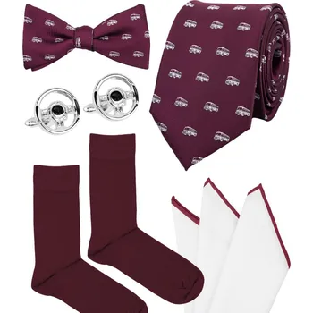 Kravata Bubibubi Vínová autobusová sada s kravatou a motýlkem velikost ponožek 43-46