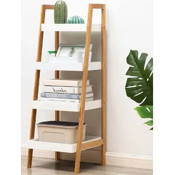 regál VerDesign SEMIR stylový regál, bambus/bílá