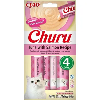 Pamlsek pro kočku INABA Cat Churu Creamy Treat Tuňák Losos 4x14g