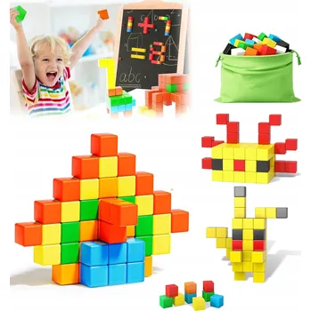 ostatní stavebnice Stavebnice magnetické KOSTKY ŠESTIHRANY magnety Sada 54 ks