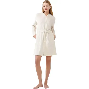 Dámský župan Dámský fleecový župan Vamp na zip 21360 beige skin velikost S