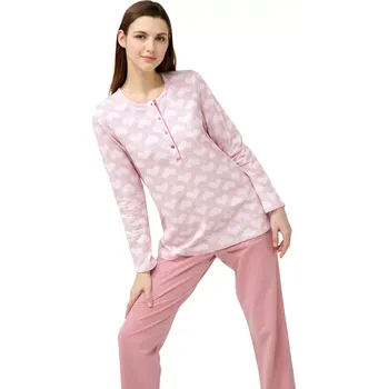 Dámské pyžamo Dámské bavlněné pyžamo s knoflíkovou légou Vamp 23233 rose elegance velikost XXL