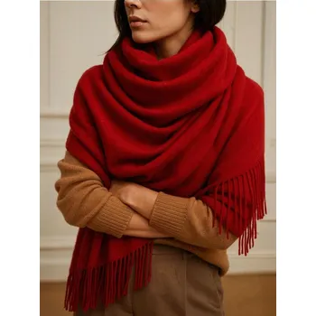 Oblečení a móda Sinsay - Jednobarevná šála s třásněmi - červená - 173GB-33X - 173GB-33X-ONE