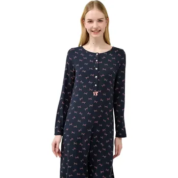 Dámské noční prádlo Dámská noční košile s mašličkovým potiskem Vamp 23051 blue blazer velikost 4XL