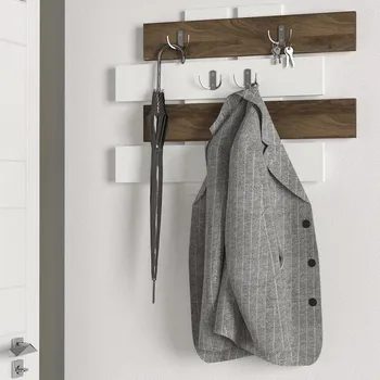 Věšák VerDesign MOLLY předsíňový věšák, bílá / ořech