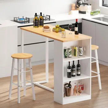 Barový stolek VerDesign BARRIS barový set 2+1, bílá/dub Sonoma