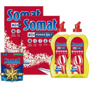 Přípravek do myčky Somat Sada přísad do myčky nádobí Sůl Leštidlo Mix 4 ks + Dárek