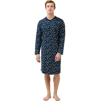 Pánská noční košile Pánská noční košile Vamp s dlouhým rukávem 21632 blue velikost XXL