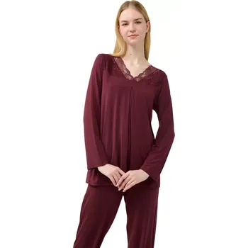 Dámské pyžamo Dámské mikromodalové pyžamo s krajkou Vamp 23123 red windsor velikost XXL