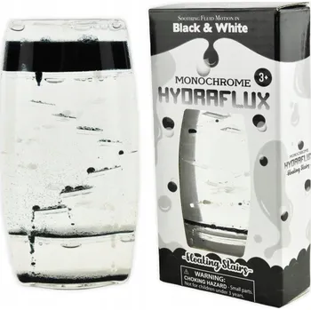 Hodiny Přesýpací hodiny s kapalinou ČERNO BÍLÉ černé průhledné