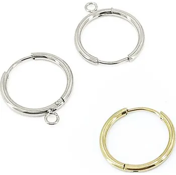 Materiál na výrobu šperku Ocelové Kroužkové 15mm náušnice - 1Ks - Ne / Nerez SL / 1Ks