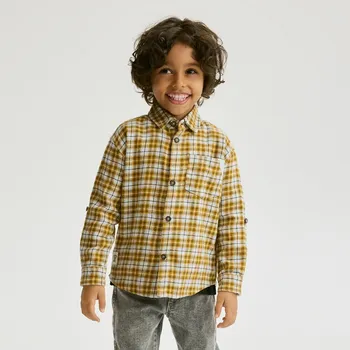 Chlapecké tričko Reserved - Bavlněná kostkovaná košile - jantarová - 023FO-18X - 023FO-18X-92