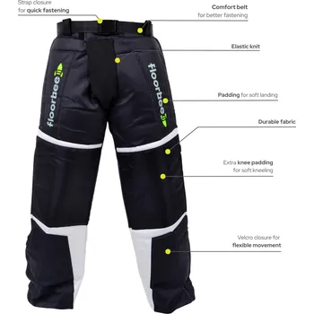 Florbalový dres FLOORBEE Goalie Armor Pants 3.0 - black/white Florbalové brankářské kalhoty XL, černá / bílá