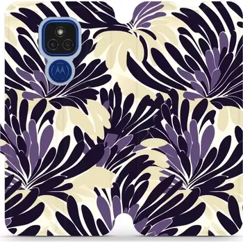 Pouzdro na mobilní telefon Flipové pouzdro Mobiwear na mobil Motorola Moto E7 Plus - VA47S Fialová flóra - VÝPRODEJ (Parádní flip obal, kryt, pouzdro Mobiwear na mobil Motorola Moto E7 Plus s motivem VA47S Fialová flóra)