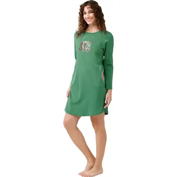 Dámská noční košile Vamp noční košile s dlouhými rukávy Hey Sunday 21373 green barley velikost M