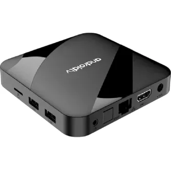 Multimediální centrum TV Box 8K UltraHD Android 14 Streamovací přehrávač médií 2+16GB HDMI WiFi 2.4G 5G Bluetooth dálkový ovladač s hlasovým ovládáním