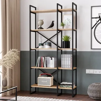 regál VerDesign regál VEGY 4, barva borovice + černý kov