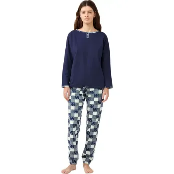 Dámská móda Dámské pyžamo s dlouhými rukávy Vamp 21433 blue patriot velikost XL