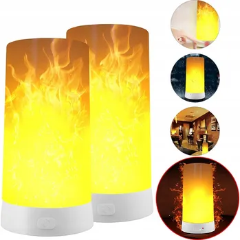 Lampička LED LAMPA S EFEKTEM PLAMENE USB NOČNÍ STOLNÍ VODĚODOLNÁ 2KS
