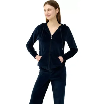 Dámské kalhoty Dámská elegantní sametová souprava na zip Vamp 23163 blue blazer velikost XXL