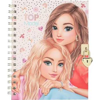 Blok Deník se zámkem, náramek a samolepky Top Model