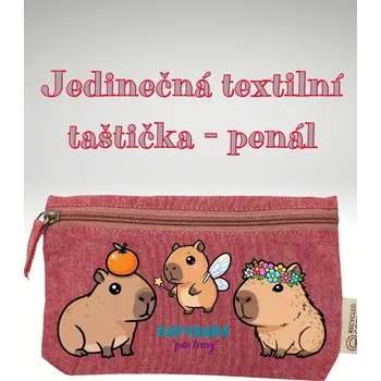 Penál Taštička/penál s potiskem, KAPYBARA, 21x12cm, 1 kus Vyberte si barvu ZDE:: červená