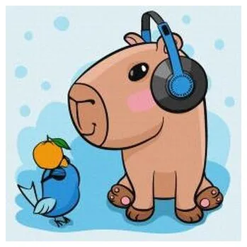 Set školních potřeb Malowanie po numerach - Kapibara w słuchawkach