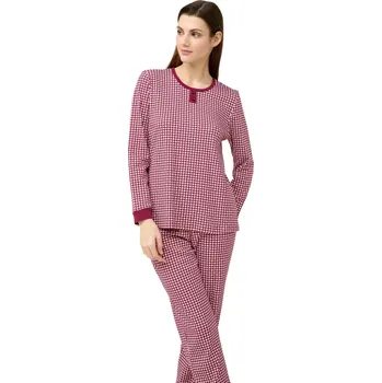 Dámské pyžamo Dámské bavlněné pyžamo s manžetami Vamp 23222 red beet velikost XXL