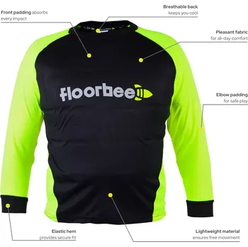 Florbalový dres FLOORBEE Padded Landing jersey 3.0 black/yellow Florbalový brankářský dres M, žlutá / černá
