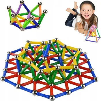 ostatní stavebnice SADA 206 STAVEBNICE MAGNETICKÝCH STAVEBNÍCH VZDĚLÁVACÍCH BLOKU A TYČINEK