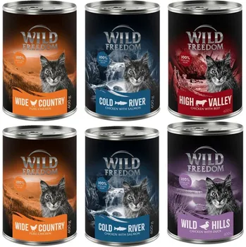 Krmivo pro psa 24x400g Wild Freedom Adult Smíšené balení II (2 x kuřecí, 2 x treska, hovězí, kachní)