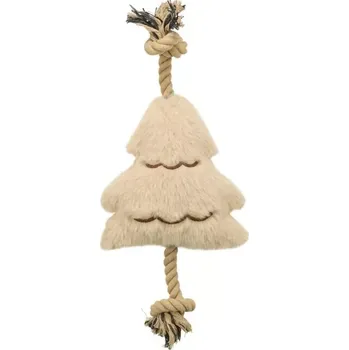 Vánoce TRIXIE Vánoční stromek na laně, bez zvuku, 38 cm, plyš/bavlněné lano, béžová