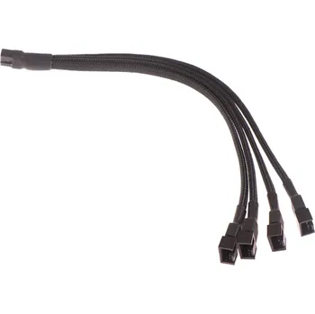 Napájecí kabel 26cm 4pinový rozbočovací napájecí kabel ventilátoru PC s 1x samčí koncovkou a 4x samičími konektory pro chlazení počítače