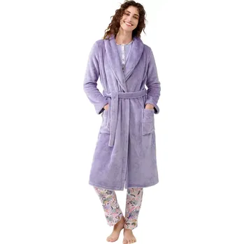 Dámský župan Dlouhý Vamp fleecový župan pro ženy 21332 lavender sweet velikost M