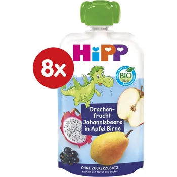 HiPP BIO Hippies Jablko-Hruška-Dračí ovoce-Černý rybíz 8 x 100 g