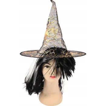 Karnevalový kostým PARUKA KLOBOUK ČARODĚJNICE KOSTÝM HALLOWEEN RŮZNÉ BARVY