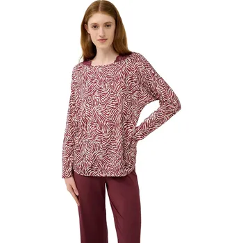 Dámské pyžamo Dámské pyžamo s topem v zebřím vzoru a hladkými vínovými kalhotami Vamp 23043 red windsor velikost XXL