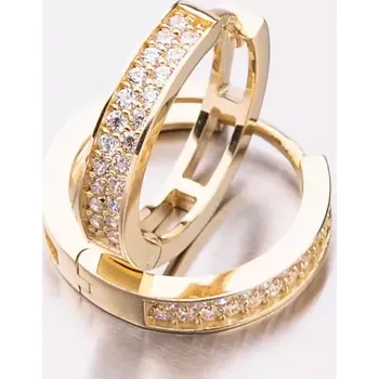 Náušnice Dámské náušnice žluté zlato 585 kruhy se zirkony 12-570