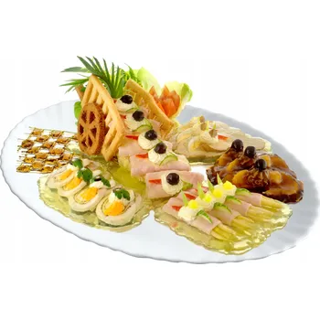 Talíř OVÁLNÝ SKLENĚNÝ TALÍŘ 25 cm PRO SERVÍROVÁNÍ CHUŤOVEK BÍLÝ PODNOS