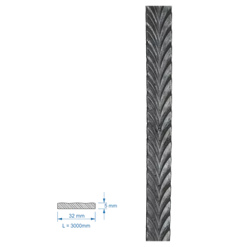 Příslušenství pro plot Kovaná pásovina se vzorem, 32x5x3000mm
